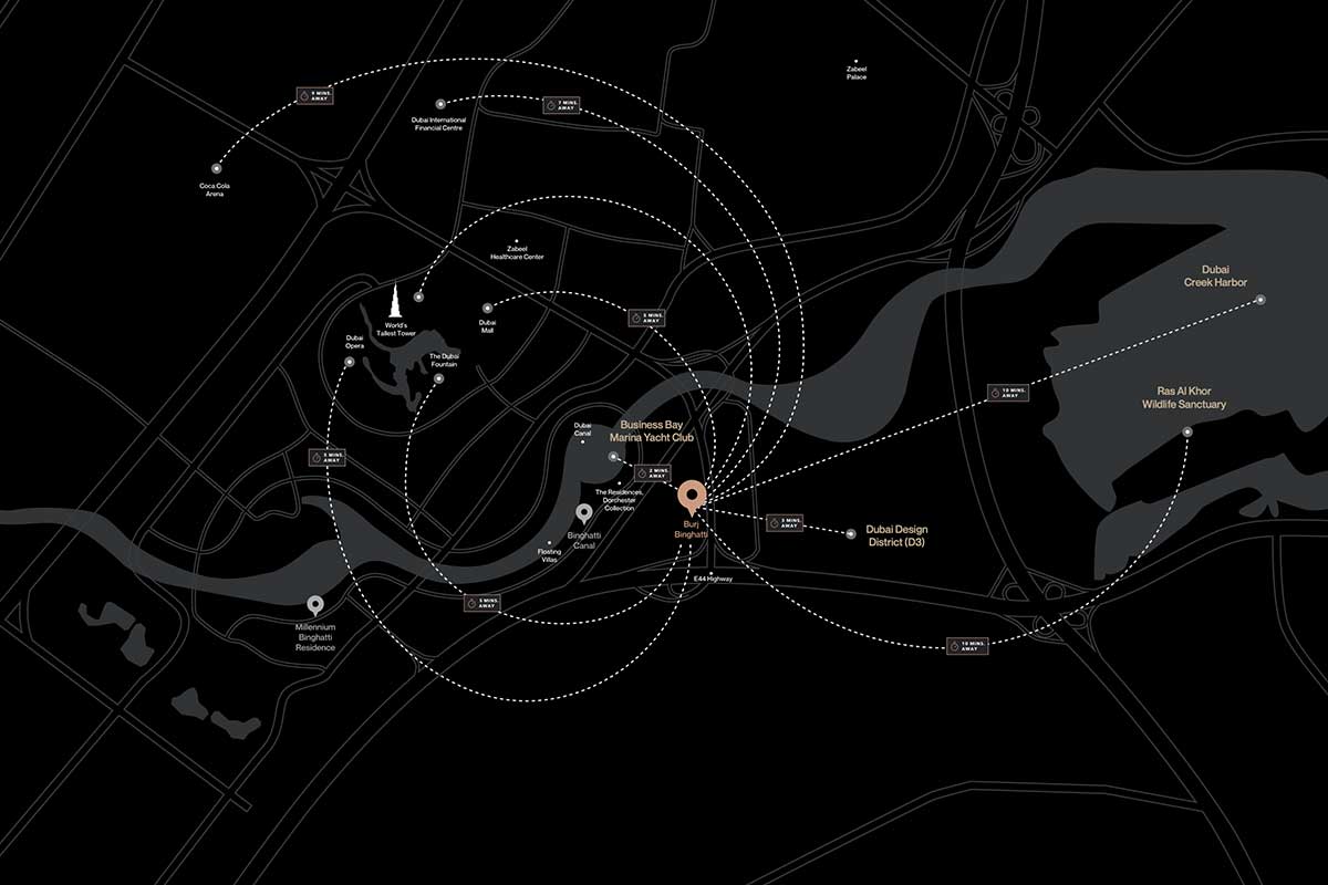 Burj Binghatti Jacob & Co Residences map
